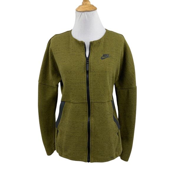 Nike Jacket Womens S Small Moss Black Tech Fleece Dropped Shoulders Full Zip - Picture 1 of 13